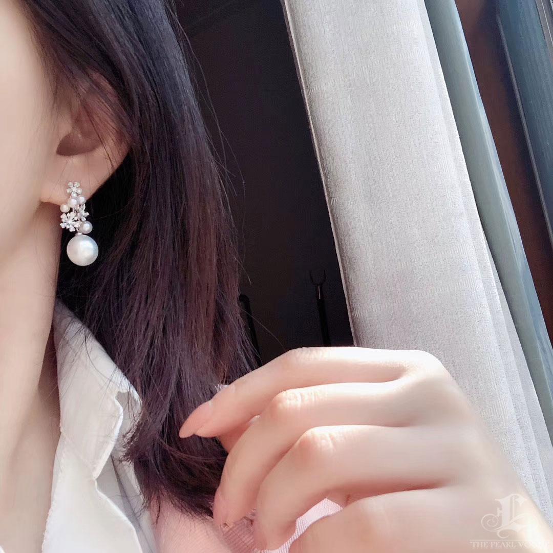 Uncut 【Vine Symphony】Bloom Cluster Aurora South Sea Pearl Diamond Drop Earrings For Sale