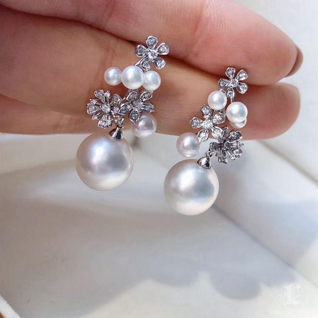 Women's 【Vine Symphony】Bloom Cluster Aurora South Sea Pearl Diamond Drop Earrings For Sale