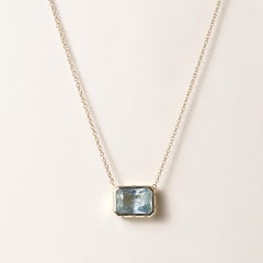 18K Gold 10ct Aquamarine and Diamond Starburst Necklace
