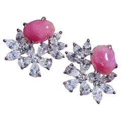 Conchéa】Blühende Blütenblätter Muschel Perle & Diamant Ohrringe - 1.35ct