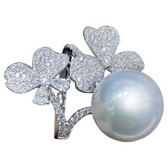 【Vine Symphony】Floral Vine Aurora South Sea Pearl Diamond Cocktail Ring