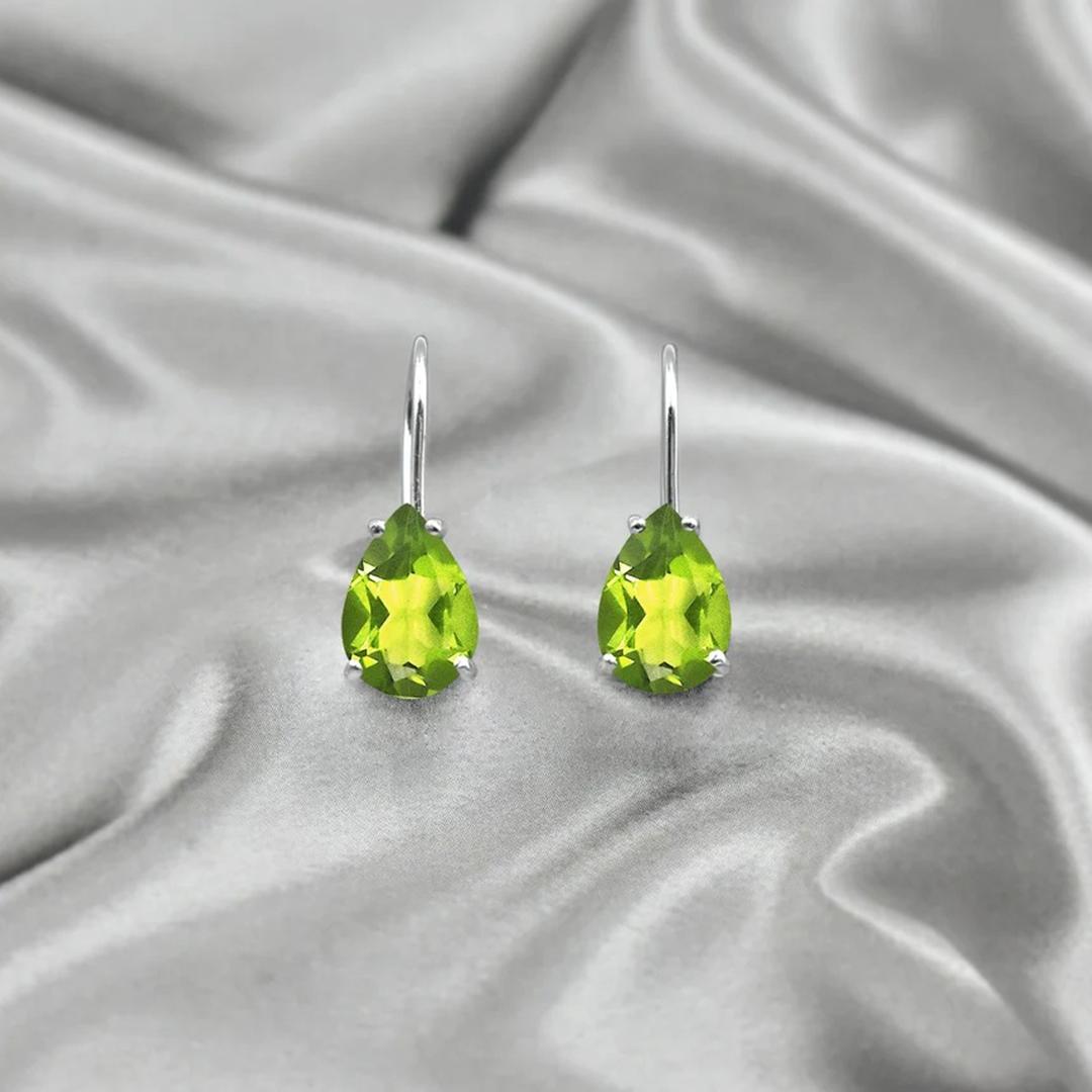 Pear Cut 18K Gold 10x7 mm. Pear Gemstone Earrings Dangle Earrings For Sale