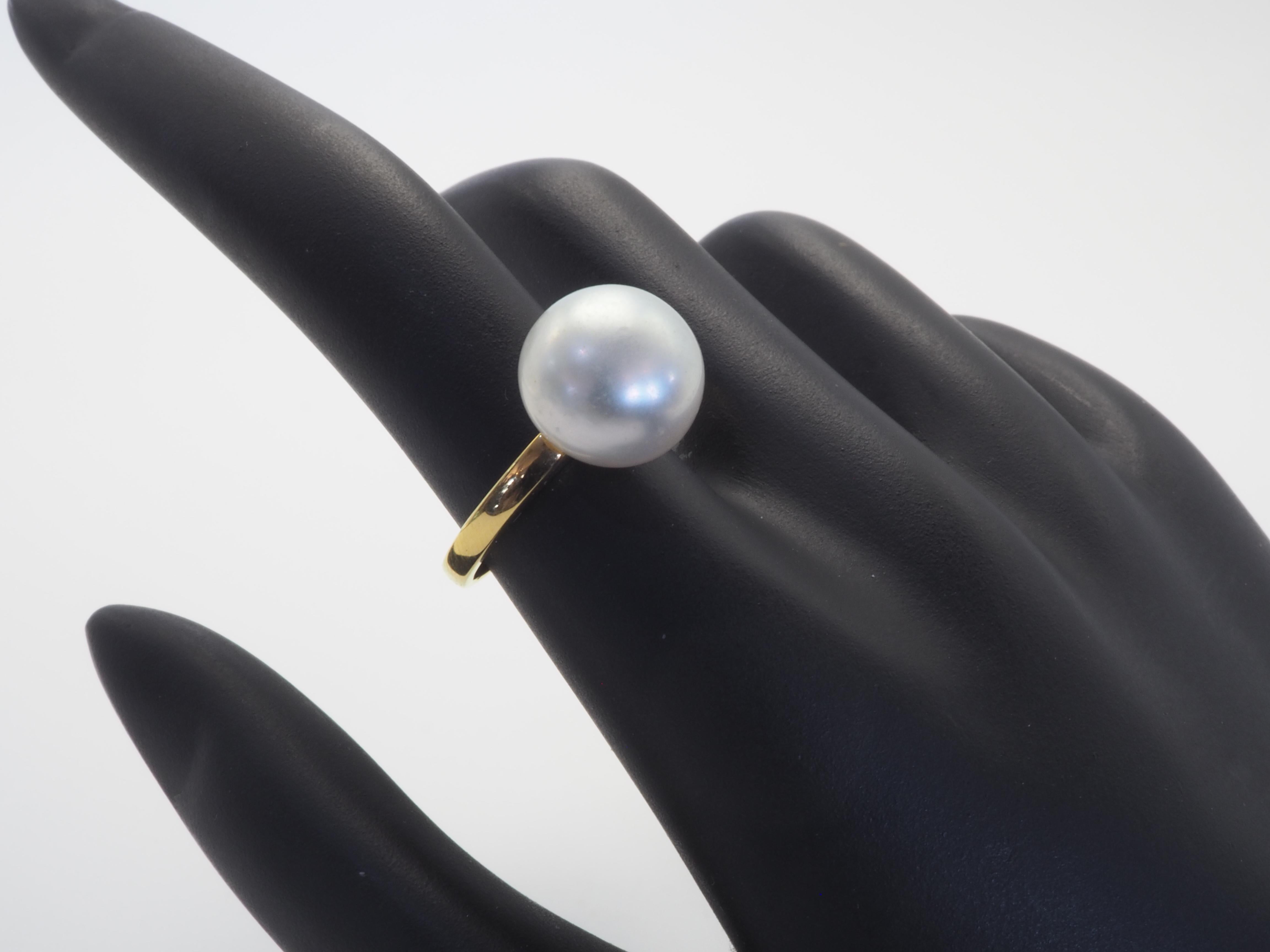 18k Gold 11 mm Free Form South Sea Pearl Solitaire Ring For Sale 1