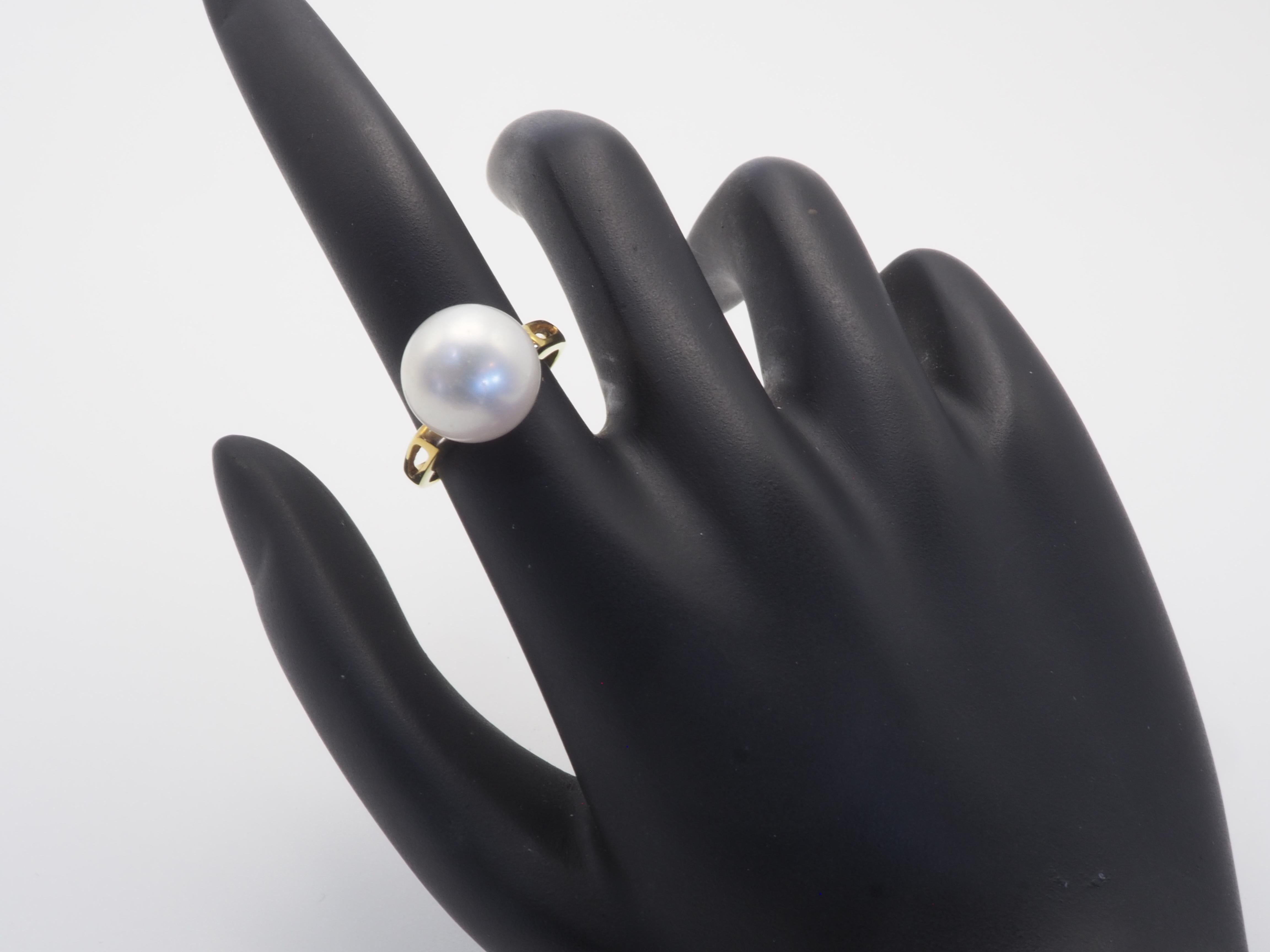 18k Gold 11 mm South Sea Pearl Solitaire Ring For Sale 1