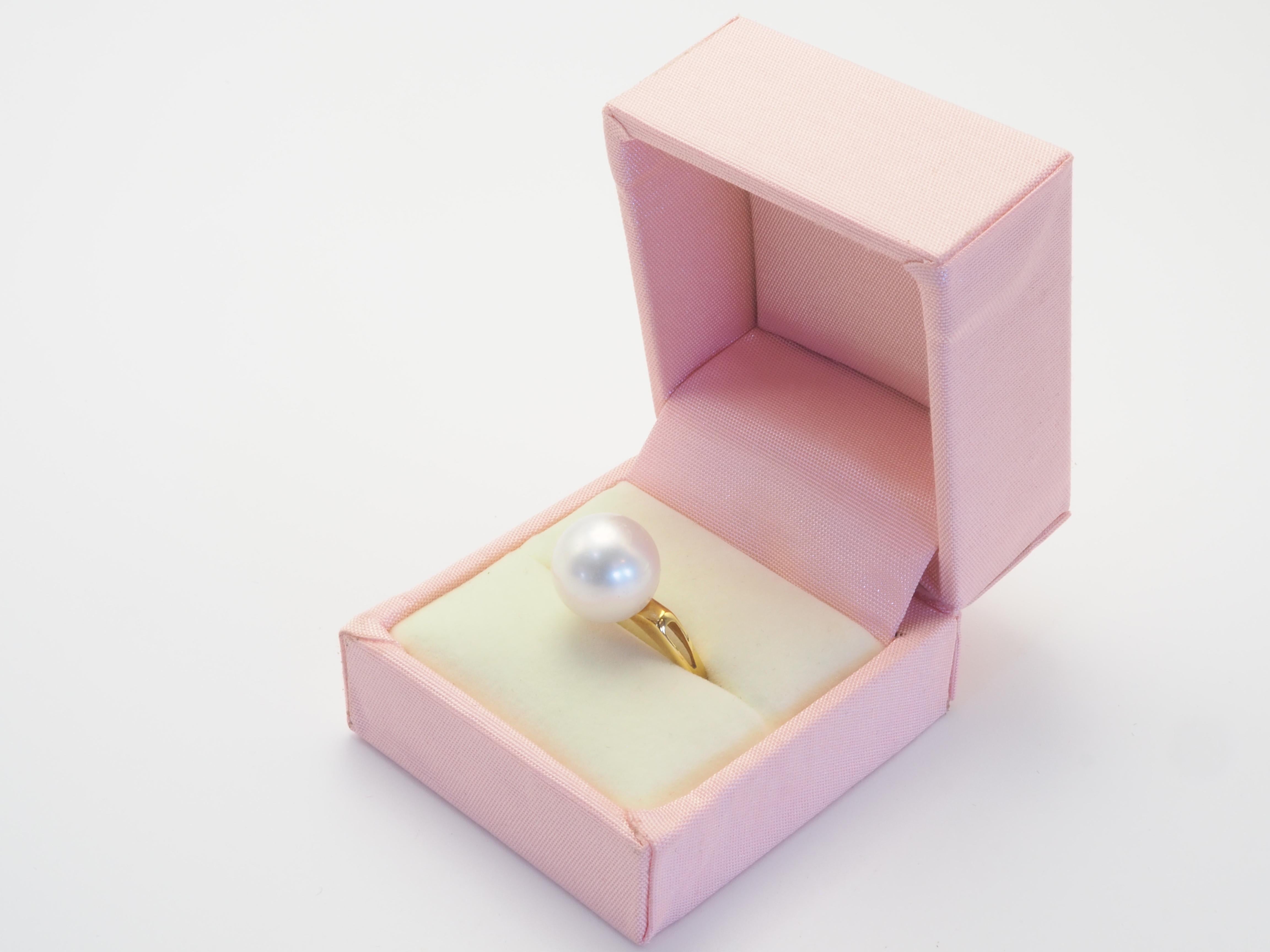 18k Gold 11 mm South Sea Pearl Solitaire Ring For Sale 2