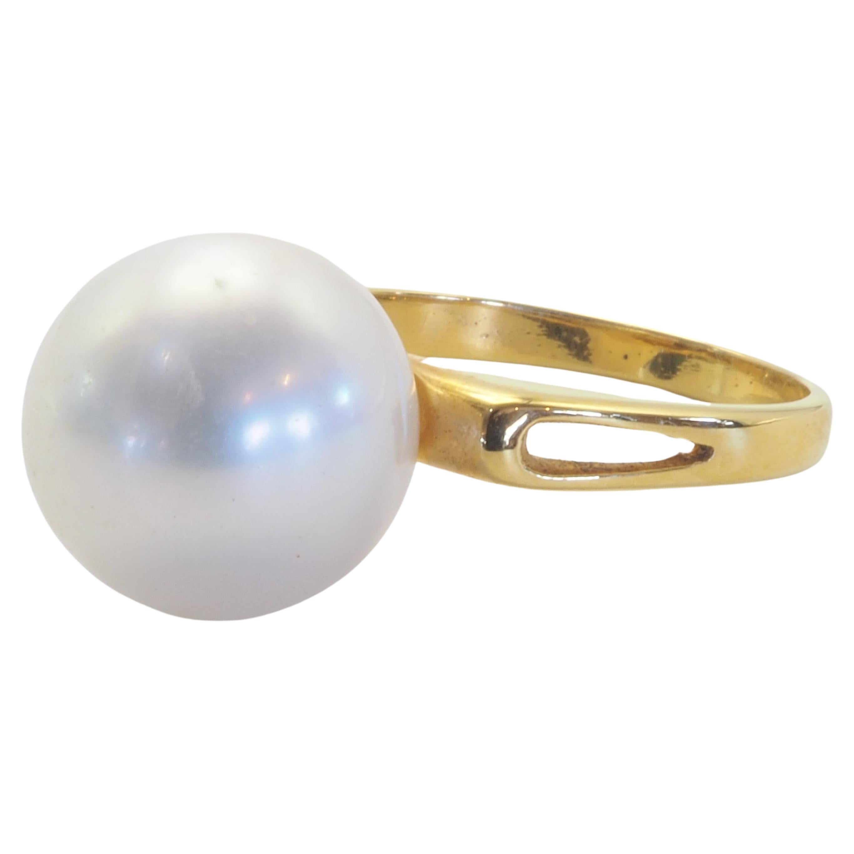 18k Gold 11 mm South Sea Pearl Solitaire Ring