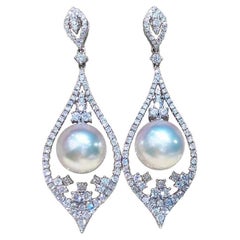 【Corona Radiance】Aurora Teardrop South Sea Pearl Diamond Gala Earrings