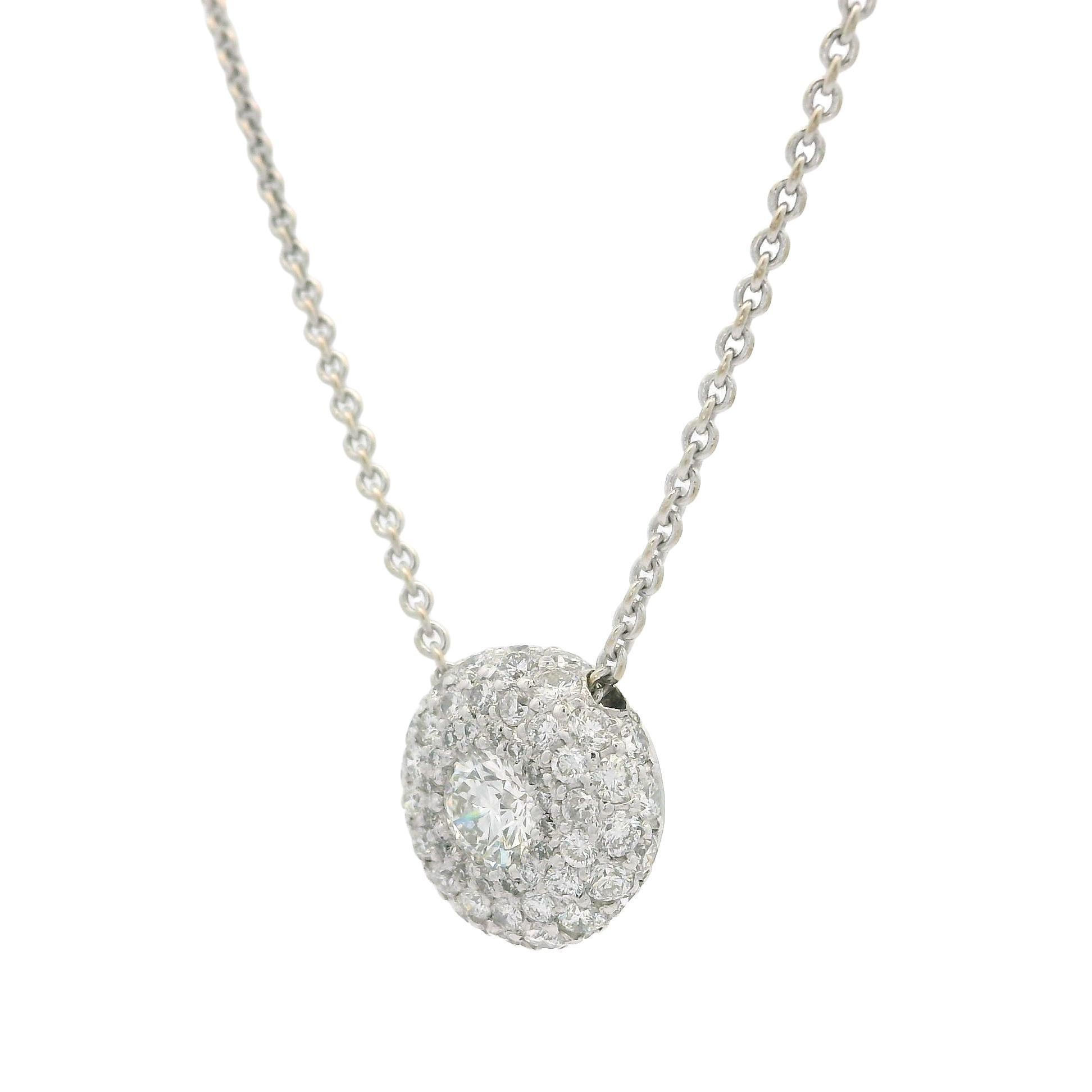 Collier ajustable en or 18k avec pendentif Slide couvert de diamants ronds de 1,12 ct Pave en vente 5
