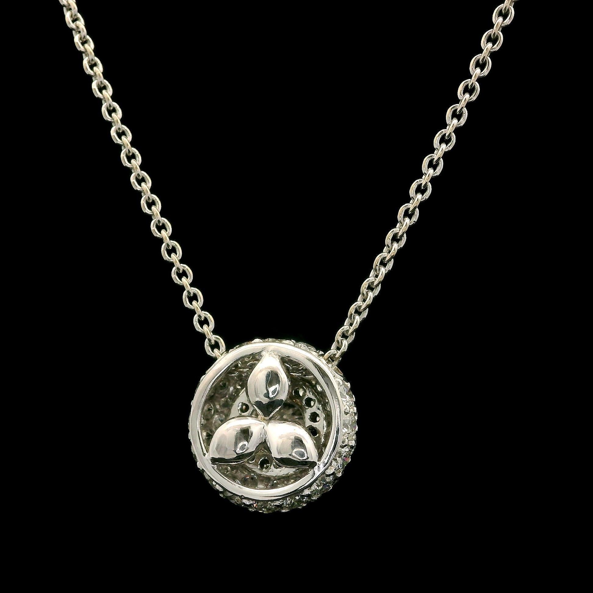 Collier ajustable en or 18k avec pendentif Slide couvert de diamants ronds de 1,12 ct Pave Excellent état - En vente à Montclair, NJ