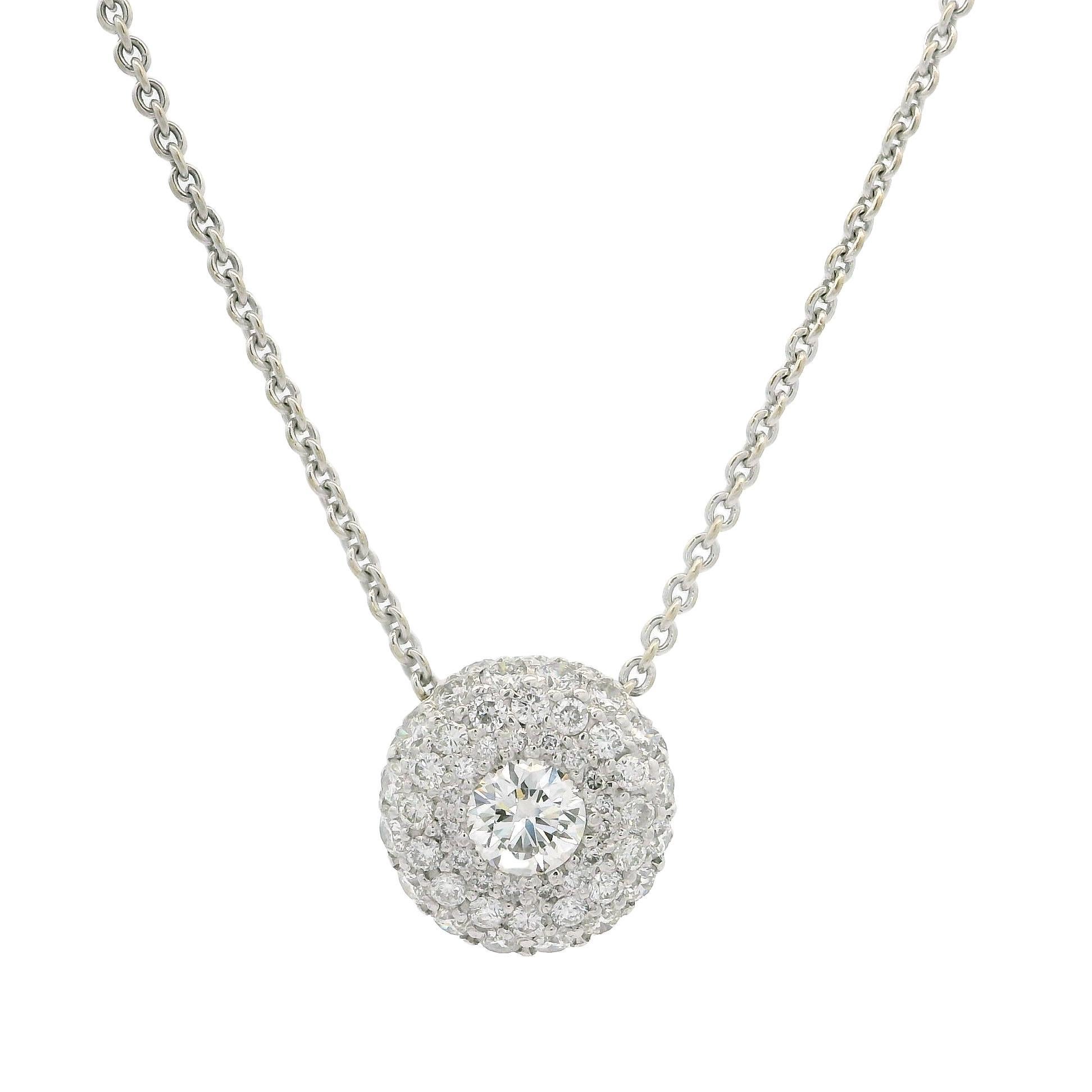 Collier ajustable en or 18k avec pendentif Slide couvert de diamants ronds de 1,12 ct Pave en vente 2