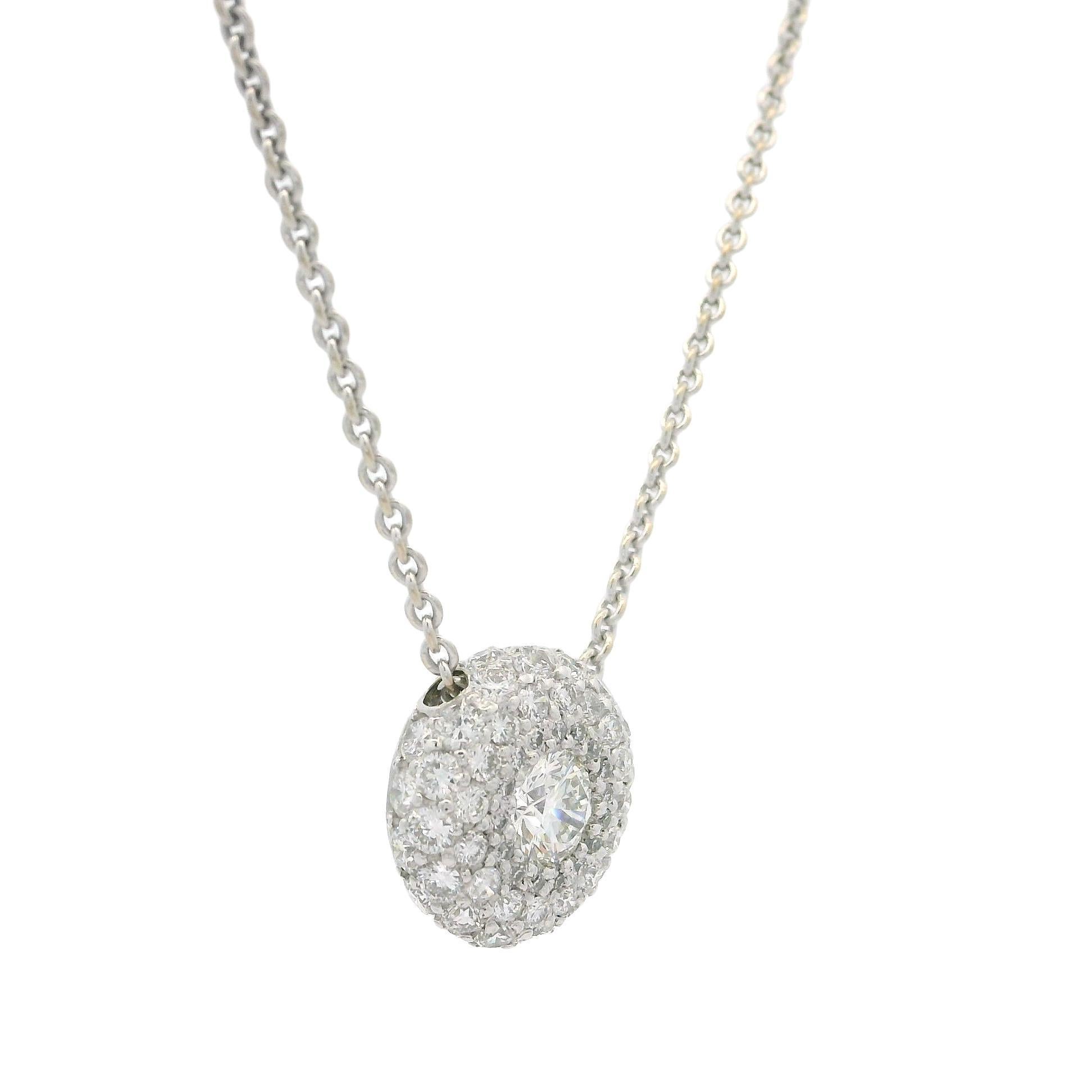 Collier ajustable en or 18k avec pendentif Slide couvert de diamants ronds de 1,12 ct Pave en vente 3