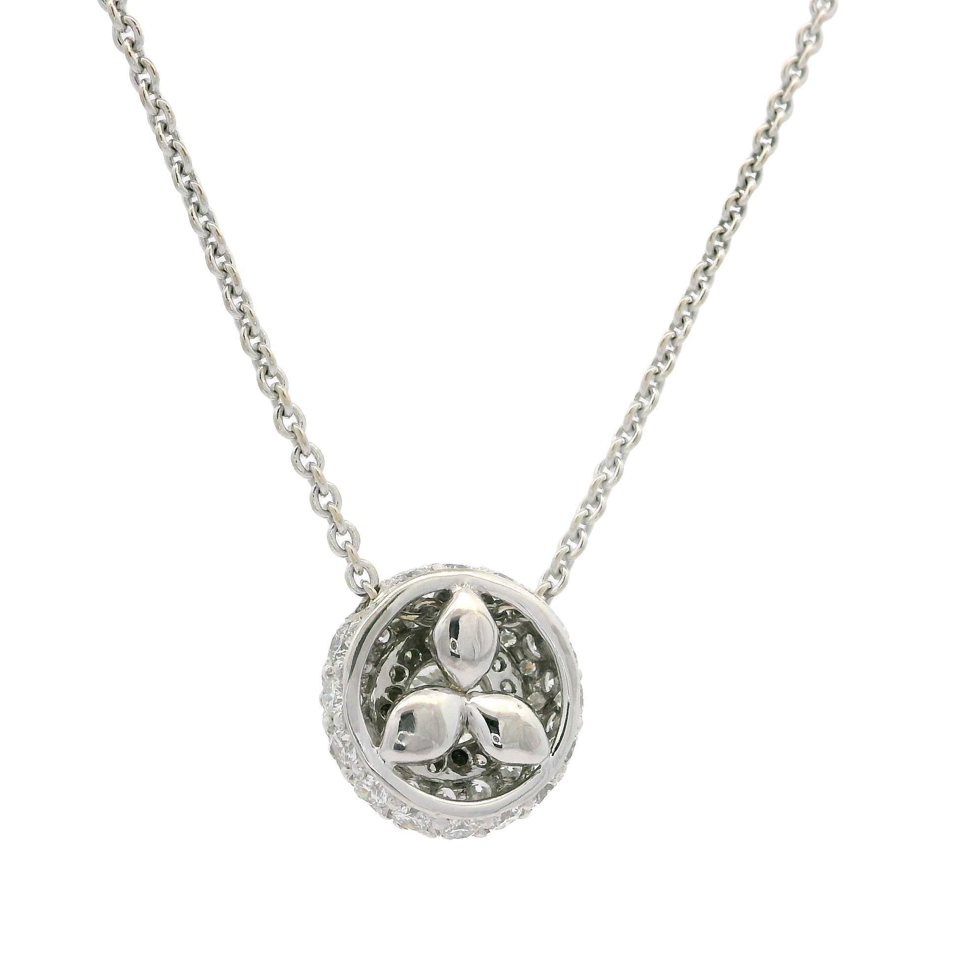 Collier ajustable en or 18k avec pendentif Slide couvert de diamants ronds de 1,12 ct Pave en vente 4
