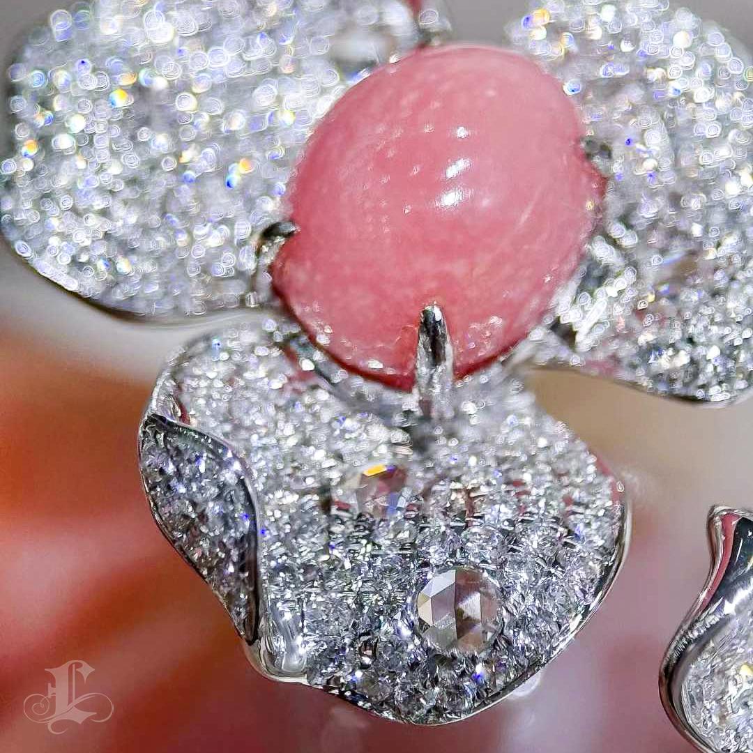 Uncut 【Conchéa】Eternal Bloom Conch Pearl & Diamond Flower Ring — 2.35ct For Sale