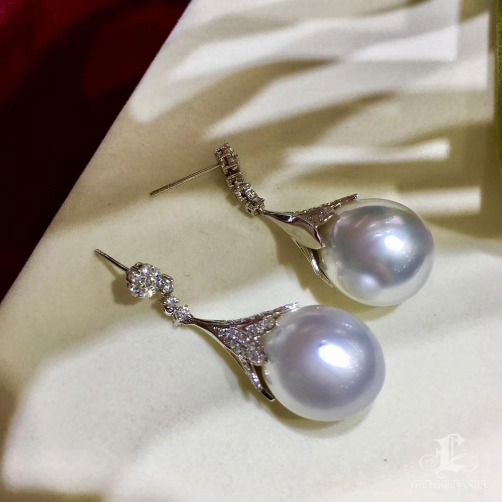 【Crown Radiance】Pendientes de Diamantes y Perlas del Mar del Sur Aurora de Cresta Radiante en venta 6