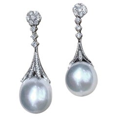 【Crown Radiance】Radiant Crest Aurora Südsee Perlen & Diamant Ohrringe