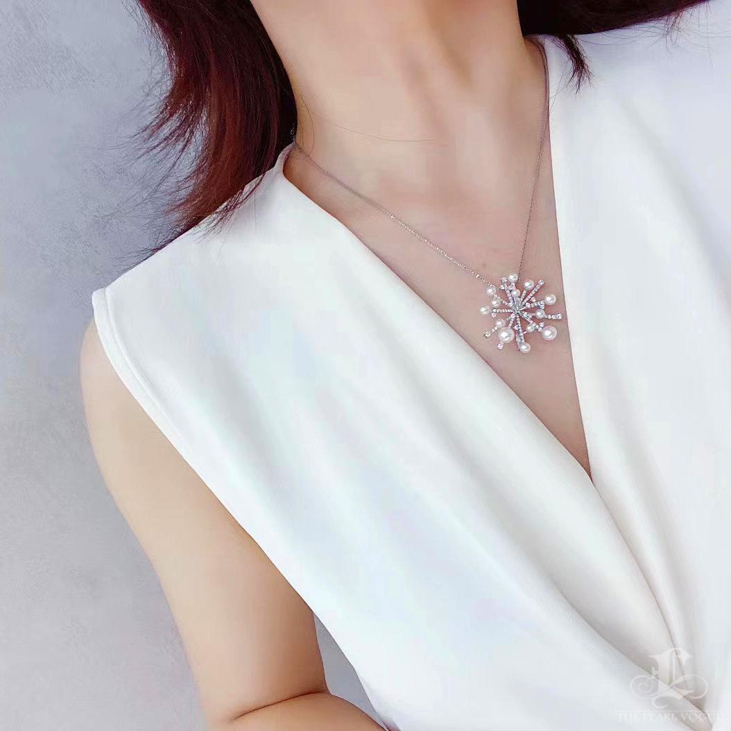 【Lustre Arco】Convertible Floración Estelar Colgante Broche Diamante Perla Akoya en venta 6