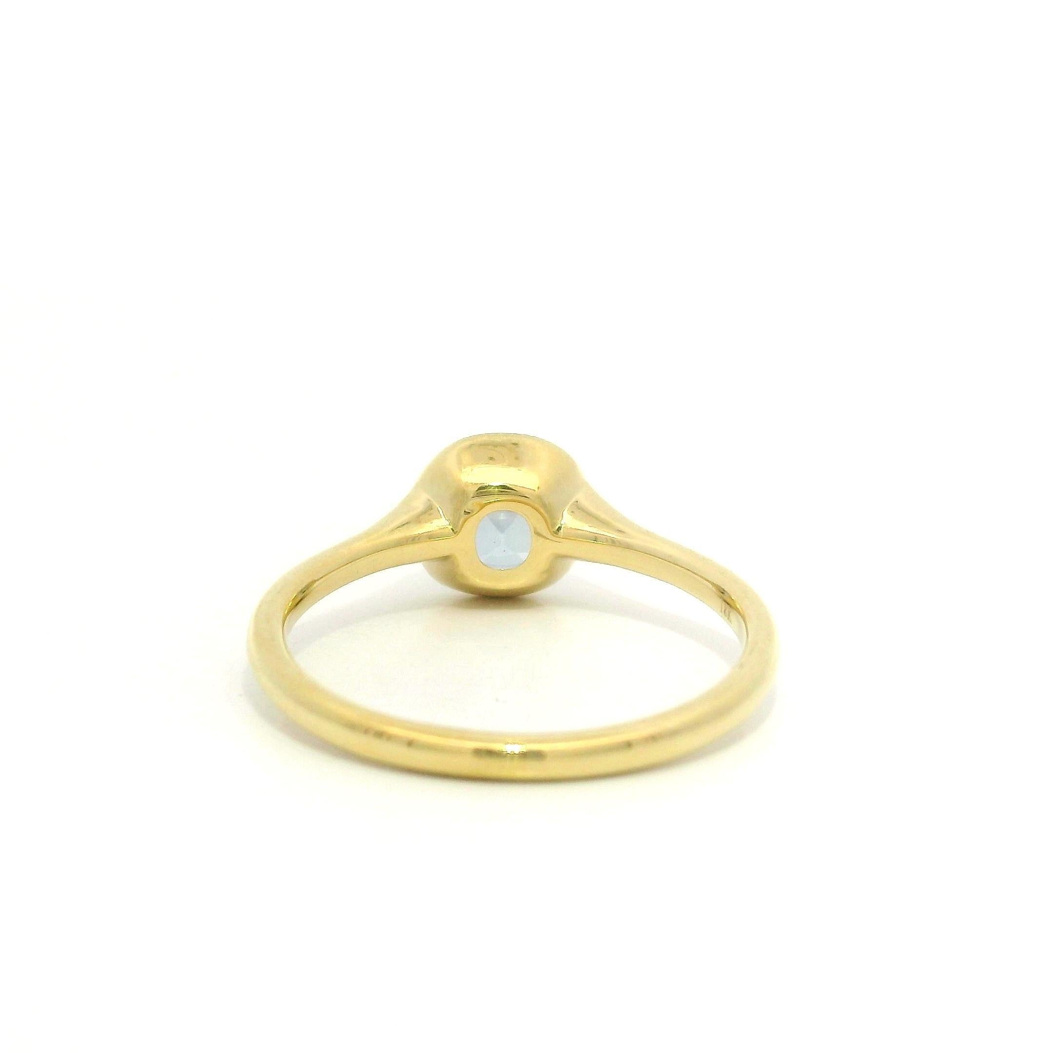 18k Gold 1,13ct keine Hitze Ceylon Kissen Schritt Schliff Saphir Lünette Solitär Ring im Angebot 2