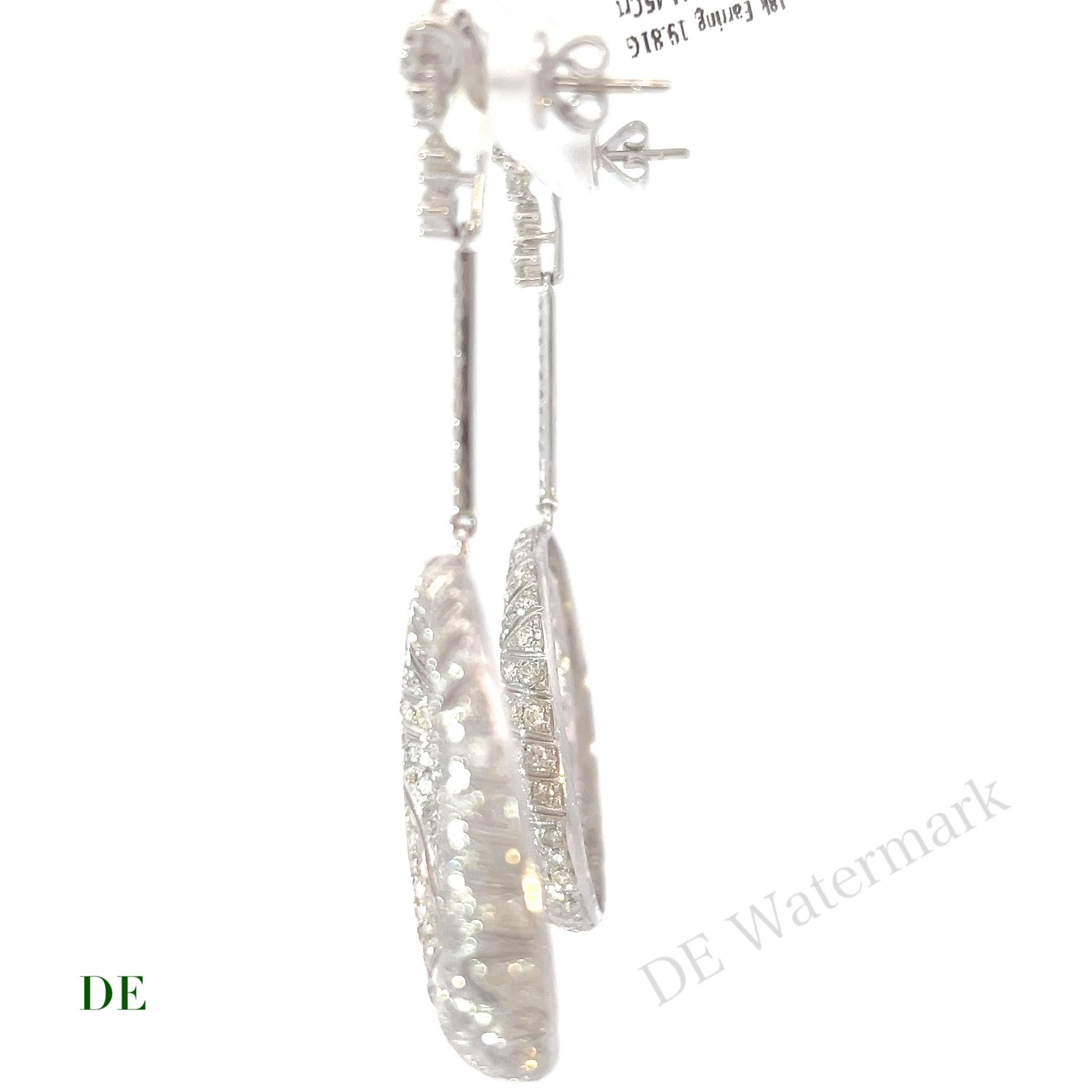  Boucles d'oreilles chandelier en or blanc 18 carats avec diamants en grappe de lune de 11,45 carats Pour femmes 