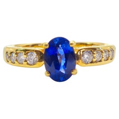 18k Gold 1.15ct Cornflower Blue Sapphire & 0.40ct Diamond Engagement Ring