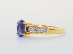 18K Gold 1.15ct Oval Cornflower Blue Sapphire & 0.40ct Diamond Engagement Ring