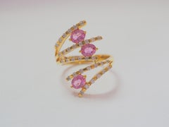 18K Gold 1.19ct Pink Sapphire & 0.43ct Diamond Flower Cluster Ring