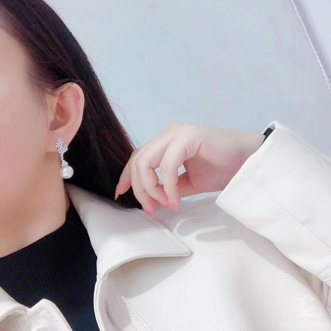 Uncut 【Vine Symphony】Crystal Vine Aurora South Sea Pearl Diamond Earrings For Sale