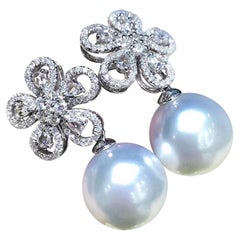 【Vine Symphony】Blossom Diamond Aurora South Sea Pearl Dress Earrings