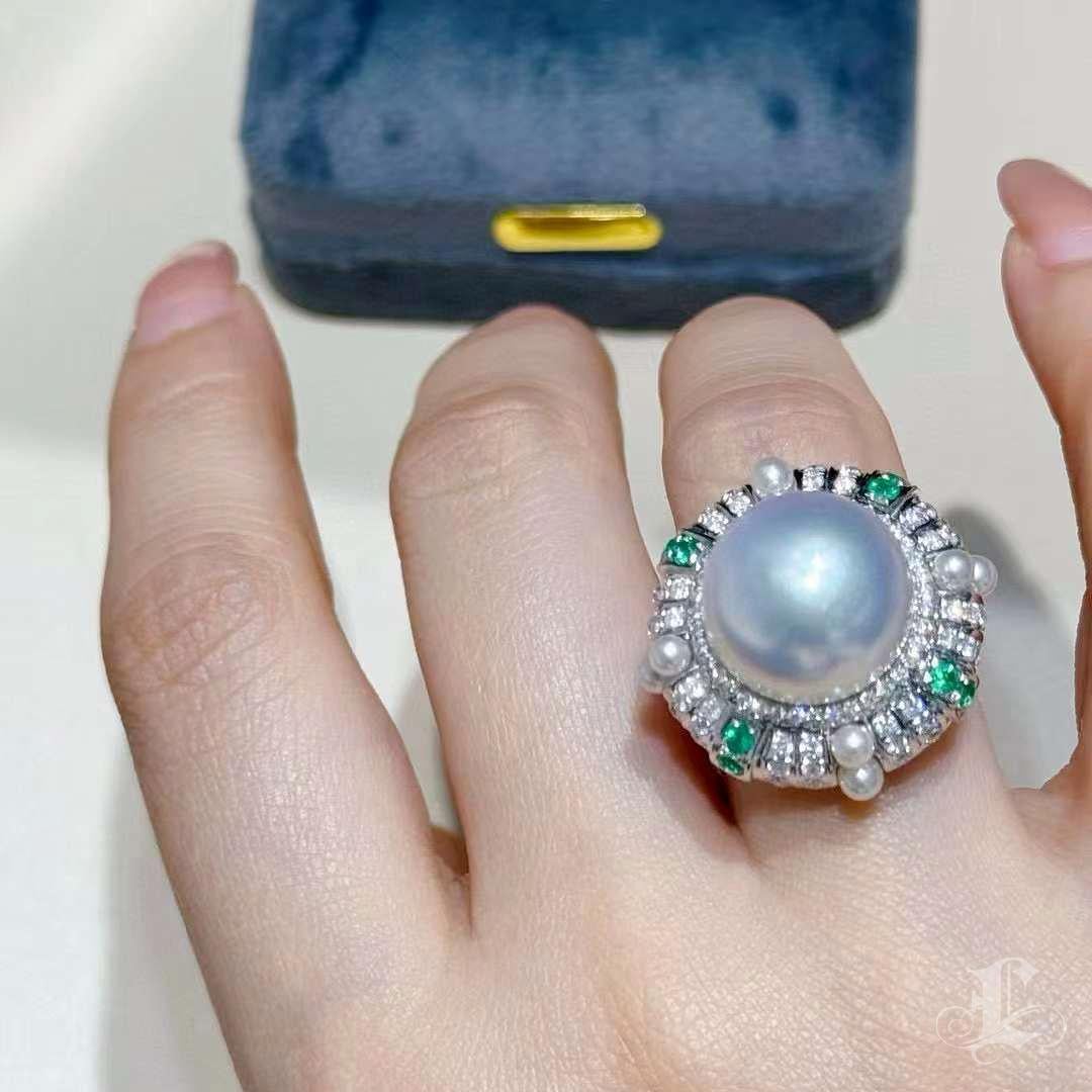 Uncut 【Crown Radiance】Celestial Regalia Aurora South Sea Pearl Royal Ring For Sale
