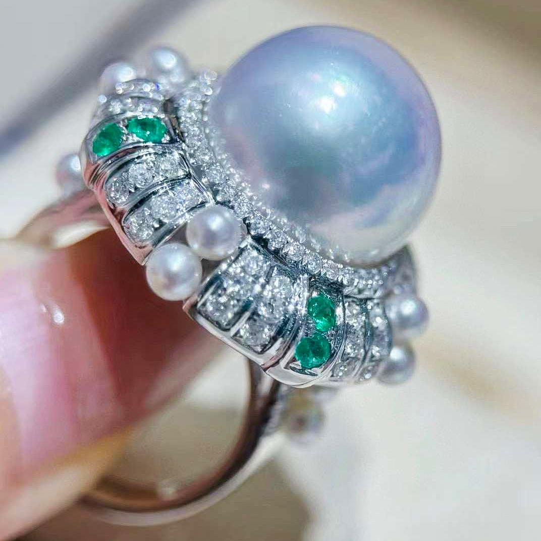 【Crown Radiance】Celestial Regalia Aurora South Sea Pearl Royal Ring For Sale 2