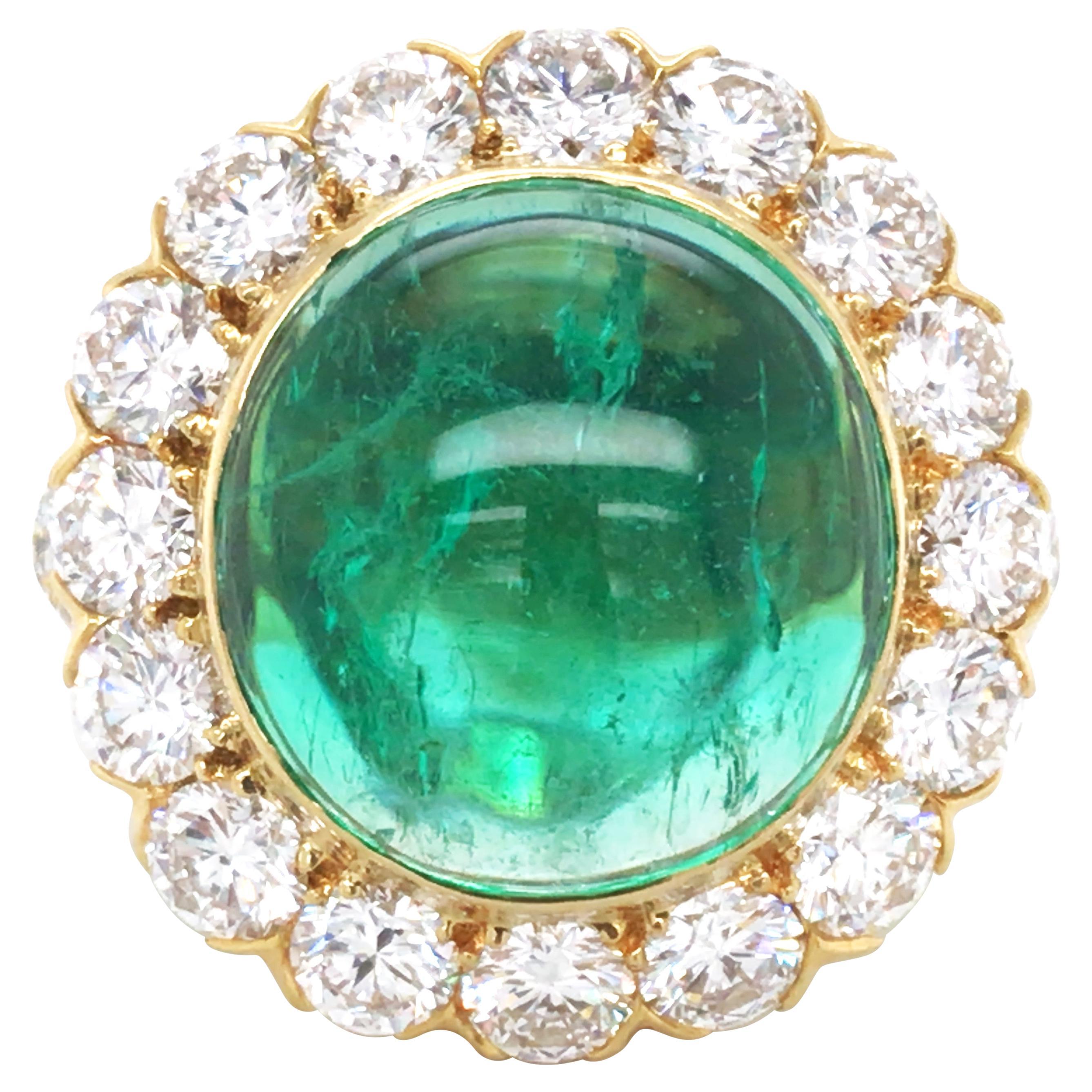 18K Gold 12.6ct Kolumbien Minor Smaragd Diamant Ring, AGL