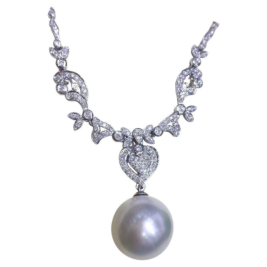【Crown Radiance】Royal Garland Aurora South Sea Pearl Diamond Pendant Necklace en vente