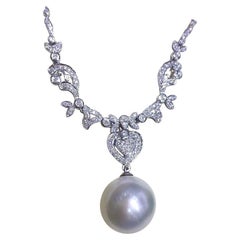 【Crown Radiance】Royal Garland Aurora South Sea Pearl Diamond Pendant Necklace