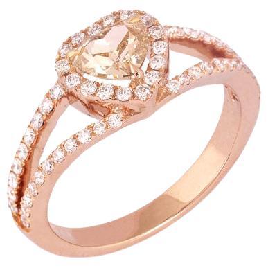 18k Gold 1.2ct GIA Certified Natural Diamond Heart Solitaire Rose Wedding Ring For Sale