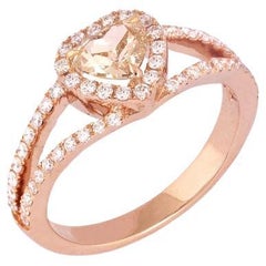 Used 18k Gold 1.2ct GIA Certified Natural Diamond Heart Solitaire Rose Wedding Ring