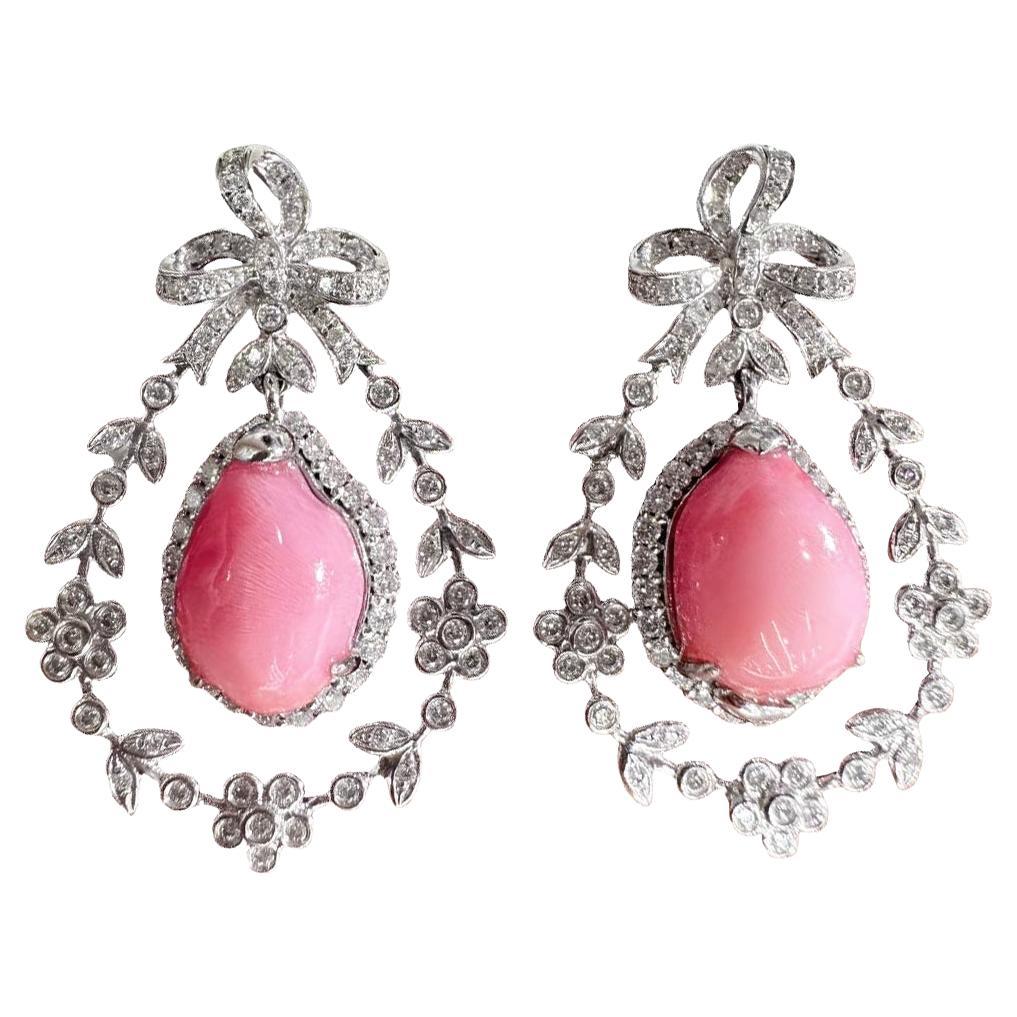 【Conchéa】Duchess Bow Conch Pearl & Diamond Earrings — 8.99ct