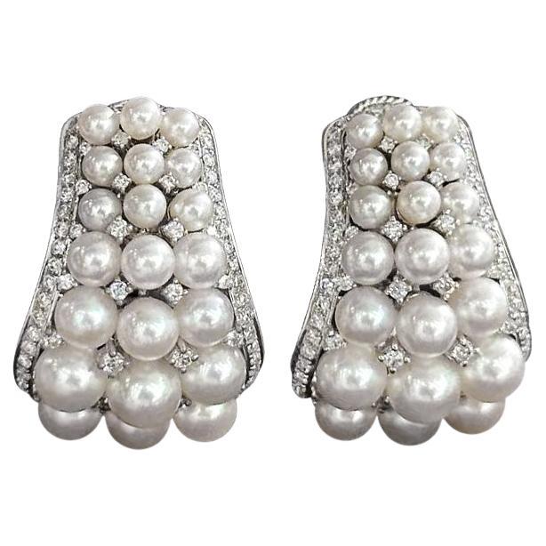 Crown Radiance】Cascade Luxe Aurora Baby Akoya Perlen Diamant Ohrringe