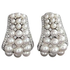 Crown Radiance】Cascade Luxe Aurora Baby Akoya Perlen Diamant Ohrringe