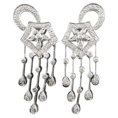 18K Gold 1.37 CTW Diamond Fringe Earrings with Online GCAL Report