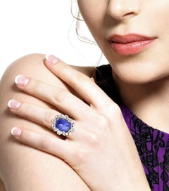 14.0 Carat Tanzanite Diamond 14 Karat Gold Ring