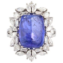 Bague en or 14 carats avec tanzanite de 16,0 carats et diamants