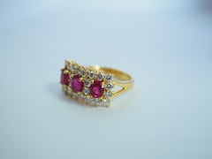 18k Gold 1.46ct Oval Thai Ruby & 0.96ct Brilliant Diamond Cocktail Ring