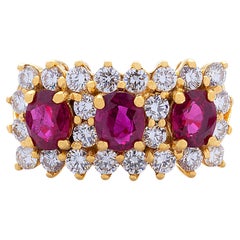 18k Gold 1.46ct Oval Thai Ruby & 0.96ct Brilliant Diamond Cocktail Ring