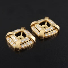 18K Gold 1.48 CTW Round Brilliant Diamond Square Earring Jackets
