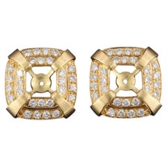 18K Gold 1.48 CTW Round Brilliant Diamond Square Earring Jackets