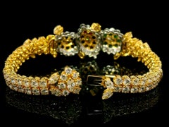 18k Gold 14.93ctw Vivid Sapphire Ruby Emerald & Diamond Tennis Line Bracelet
