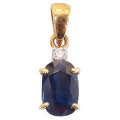 18K Gold 1.49ct Deep Blue Sapphire & 0.03ct Diamond Pendant Enhancer