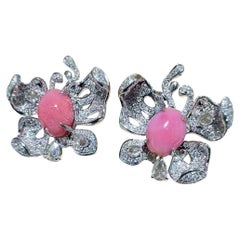 【Conchéa】Empress Papillon Boucles d'oreilles perles de conque et diamants - 4.65ct