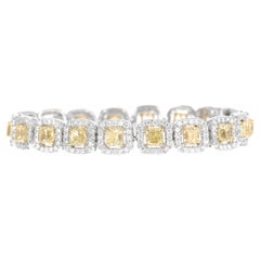 Bracelet fantaisie en or 18 carats pavé de diamants jaunes clairs de 15 carats