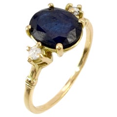Bague en or 18 carats avec saphir de 1,5 carat et diamant de 0,04 carat  Un cadeau parfait pour elle