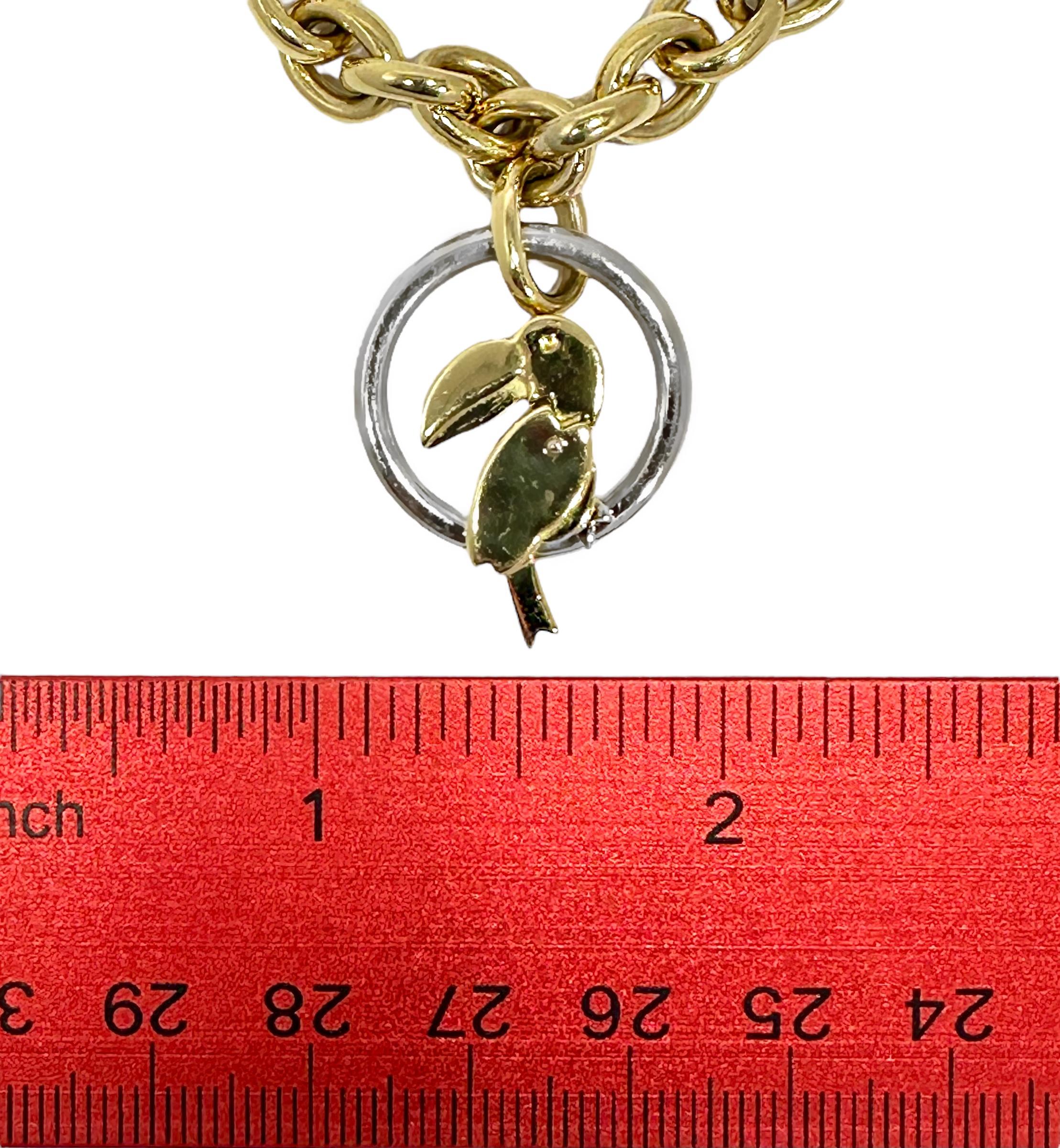 Women's 18k Gold 15 Inch Necklace with Aviary Theme Made from 2 Bracelets by Pomellato  For Sale